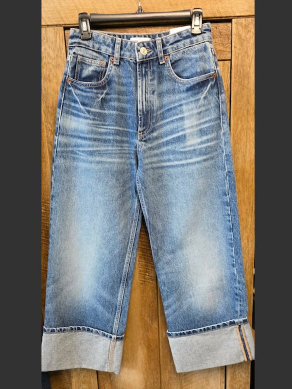 Zara Mid-Rise Turn Up Wide Leg Denim BNWT - Picture 3 of 6